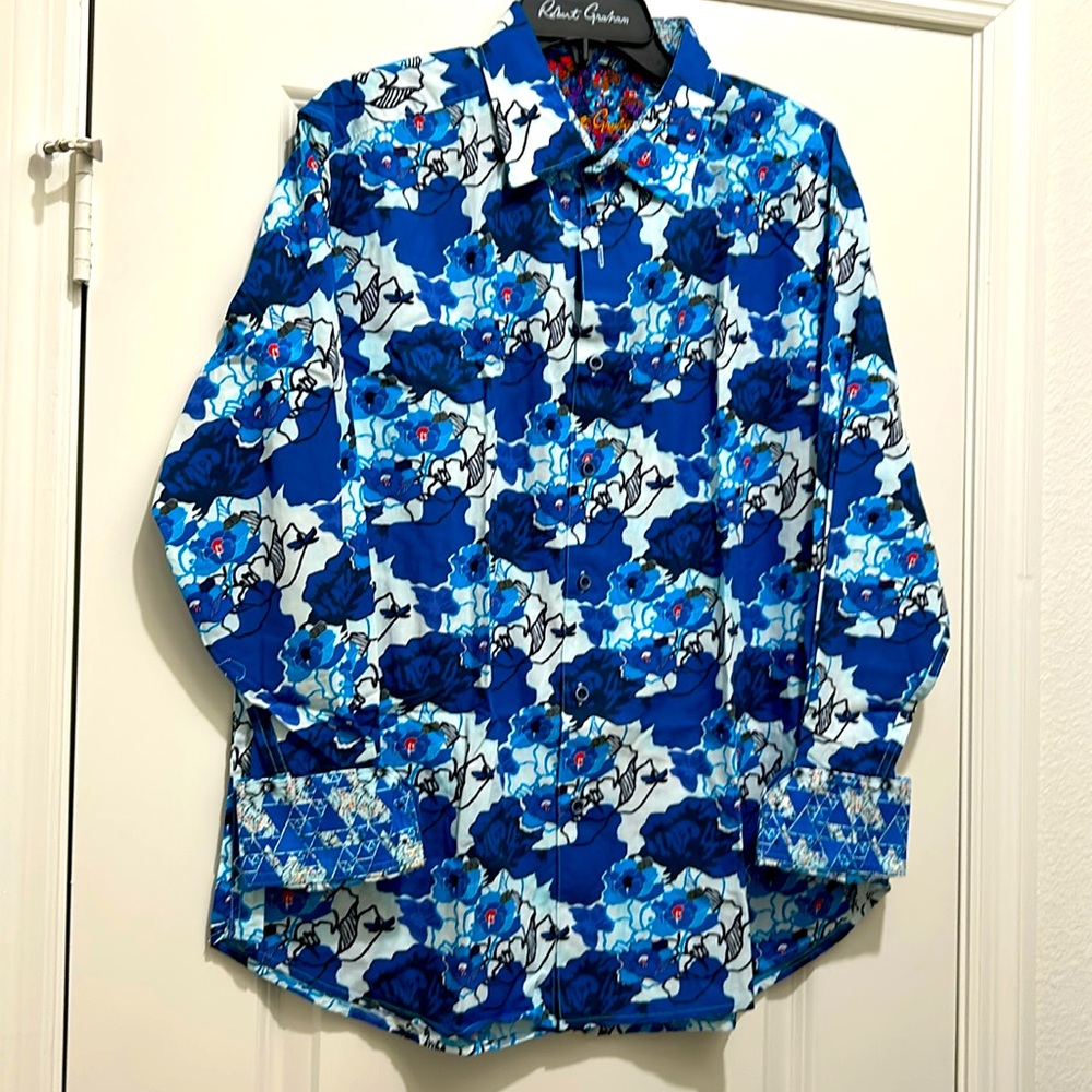 NEW Robert Graham Men's $198 KNOBOAK Cotton Button Down Sports Dress Shirt XL